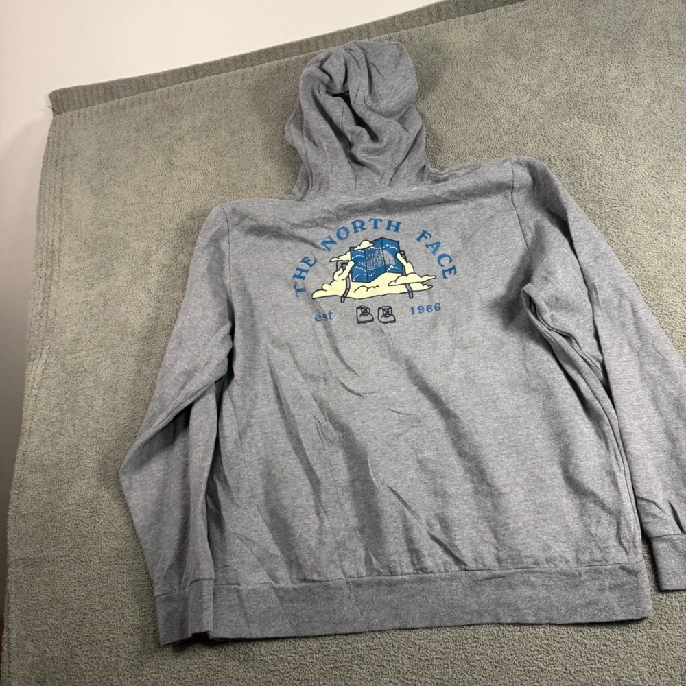 The North Face Mens XL Circular Design Graphic Hoodie Heather Gray Pullover